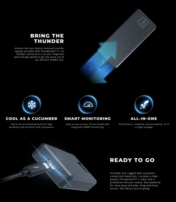 Rocket XTRM Thunderbolt 5 External SSD Drive Screenshot 2024 08 02 at 7 08 17 AM